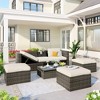 52.19"Patio Furniture Sets, 5-Piece Patio Wicker Sofa with Adustable Backrest, Cushions Gray - 2 of 4