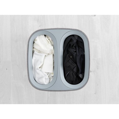 Gray 60L Dual Compartment Laundry Basket with Lid
