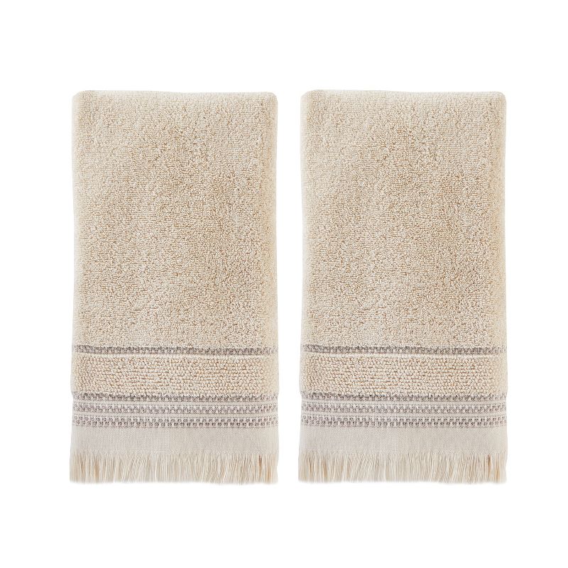 2pc Jude Fringe Hand Towel Set Dark Taupe - SKL Home, 1 of 7