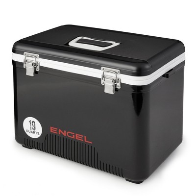 Engel UC19-BLK 19 Quart Fishing Live Bait Dry Box Ice Cooler with Stain/Odor-Resistant Surface and Shoulder Strap, Black