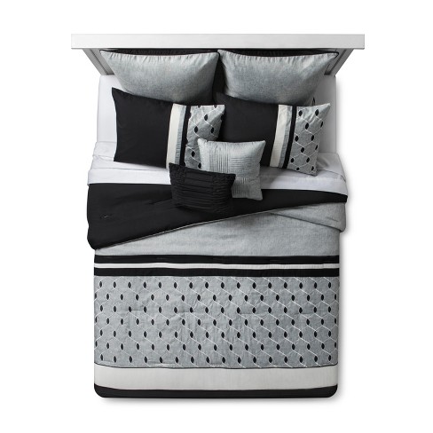 8pc Fairmont Embroidered Comforter Set Gray Black Target