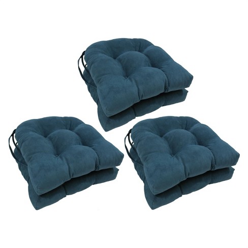 Blazing Needles 16 inch Rounded Back Tufted Microsuede Chair Cushion 16 X 16 Teal 6 Count Target