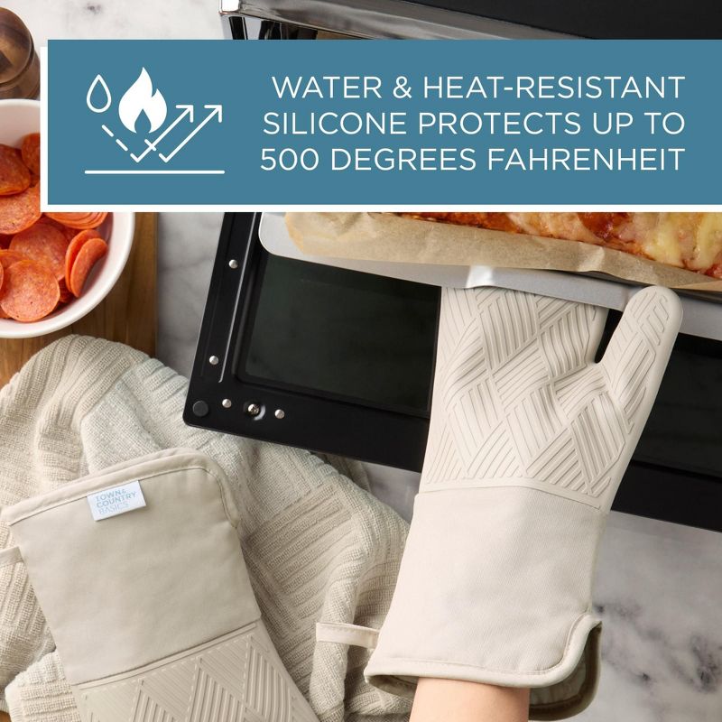 TOWN & COUNTRY BASICS Basketweave Soft Silicone Oven Mitt 2-Pack Set, Heat Resistant up to 500F, Flexible Silicone, Non-Slip Grip, 7.5"x13", 5 of 11