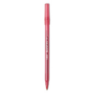 Bic Round Stic Xtra Precision & Xtra Life Ballpoint Pen Red Ink 1mm Medium Dozen GSM11RD - 1 of 4