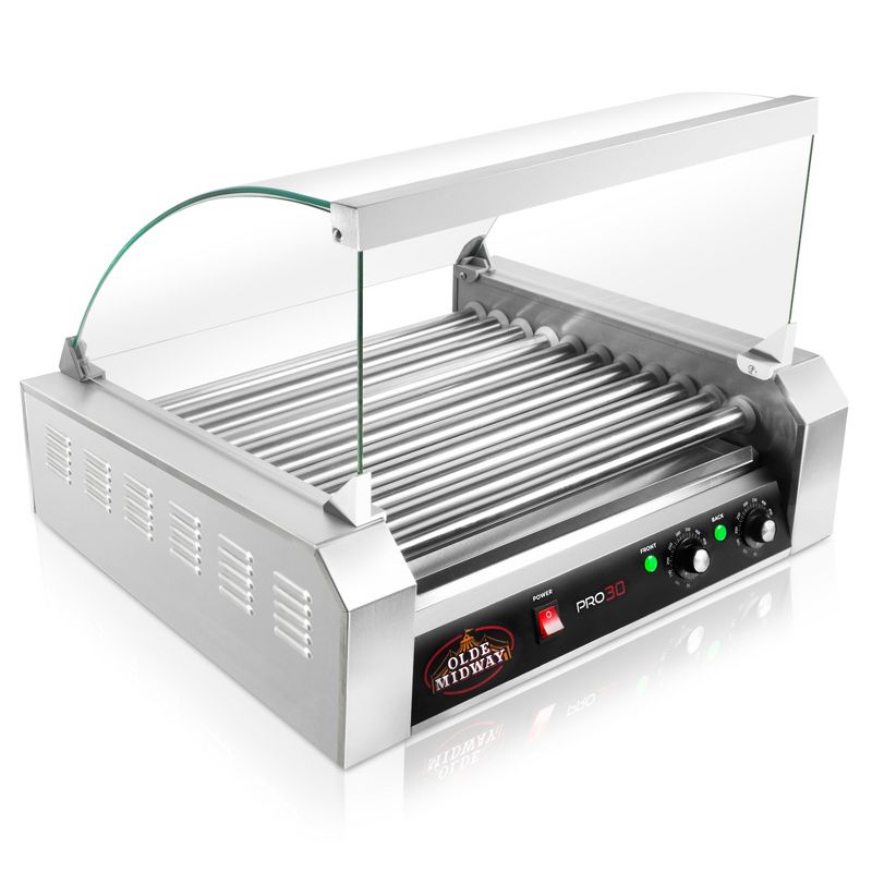 Olde Midway Electric Hot Dog Roller Grill Machine with Glass Cover, Commercial Grade, 2 of 8