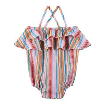 Andy & Evan Toddler Girls Lurex Stripe Romper Multicolored, Size 12-18 Months