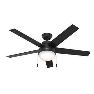 52" Anslee Ceiling Fan with Light Kit and Pull Chain (Includes LED Light Bulb) Matte Black - Hunter Fan - 1 of 4