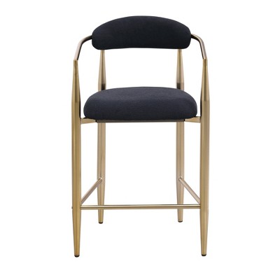 DSVIMOY Counter and Bar Stool Set of 2 Modern Boucle Upholstered Barstools with Metal Frame for Kitchen Pub Dining Room, Gold, 36.2"*19.3"*11.6"