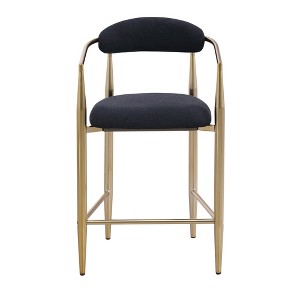 DSVIMOY Counter and Bar Stool Set of 2 Modern Boucle Upholstered Barstools with Metal Frame for Kitchen Pub Dining Room, Gold, 36.2"*19.3"*11.6" - 1 of 4