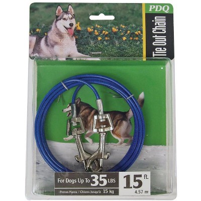PDQ Blue / Silver Tie-Out Vinyl Coated Cable Dog Tie Out Medium