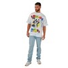 Looney Tunes Characters In Spiral Logo Crew Neck Short Sleeve Oversized Drop Shoulder White & Blue Wash Men's T-shirt - image 2 of 4