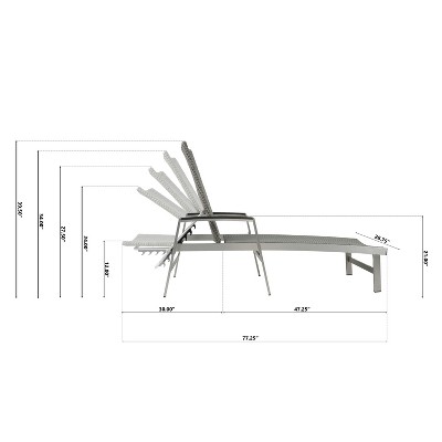 Gray Aluminum and Wicker Outdoor Chaise Lounge Set of 4