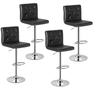 VECELO Set of 2/4 PU Leather Adjustable Bar Stools, Swivel Counter Chairs with Back - 1 of 4