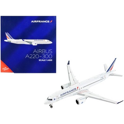Airbus A220-300 Commercial Aircraft "Air France" White with Tail Stripes 1/400 Diecast Model Airplane by GeminiJets