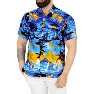 LA LEELA Men's Hawaiian Short Sleeve Button Down Shirt Mens Casual Shirts Vacation Aloha Beach Summer Party Shirts for Men Funny - 1 of 4