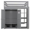 PAGED Full Size Loft Bed Simple Modern Metal Bed Frame with Desk, 3 Linen Drawers, LED and Guardrail for Bedroom - 4 of 4