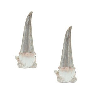 Terra Cotta Gnome Set of 2 – 14.5 Inch Height – Blue White and Grey Modern Figurines By Melrose - 1 of 3