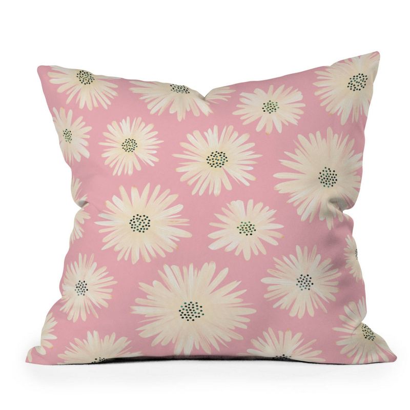 Modern Tropical Floral Outdoor Throw Pillow Playful Pink - Deny Designs, 1 of 5