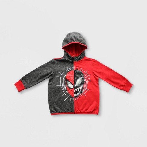 Boys Marvel Spider Man Venom Hooded Zip Up Sweatshirt Black Disney Store Target