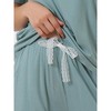 INSPIRE CHIC Women's Modal Loose Summer Solid Lace Trim Short Sleeve Carpri Pajama Set - 4 of 4