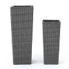 Okak Set of 2 Tall Wicker Planters Rattan Flower Pot 12x12x31.25 Inches and 9x9x23.62 Inches, Square Planters for Garden and Patio - 4 of 4