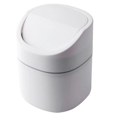 LunaLulinlk White 0.5 Gallon (2 Liter) Twist-On Lid Mini Trash Can for Bedroom Dresser