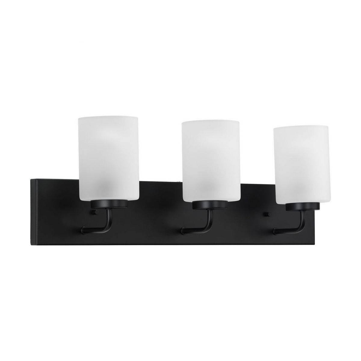 Progress Lighting Merry 3-Light Bath Vanity Light, Matte Black, Etched Glass