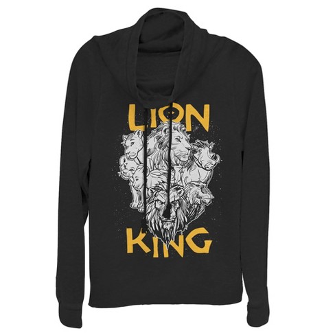 Juniors Womens Lion King Animal Kingdom Crew Cowl Neck Sweatshirt - Black -  X Large