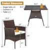 Tangkula 5 PCS Outdoor Rattan Dining Set Patio Wicker Conversation Set w/Cushioned Chair & Glass Table - 3 of 4