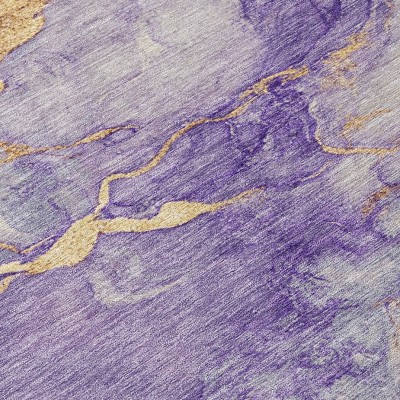 HomeRoots 10' X 14' Purple And Gold Abstract Washable Indoor Outdoor Area Rug