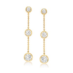 Ross-Simons 2.00 ct. t.w. Bezel-Set CZ Linear Drop Earrings in 18kt Gold Over Sterling - 1 of 3