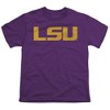 Louisiana State University Official Distressed Primary Logo Youth T Shirt, Purple - 2 of 4