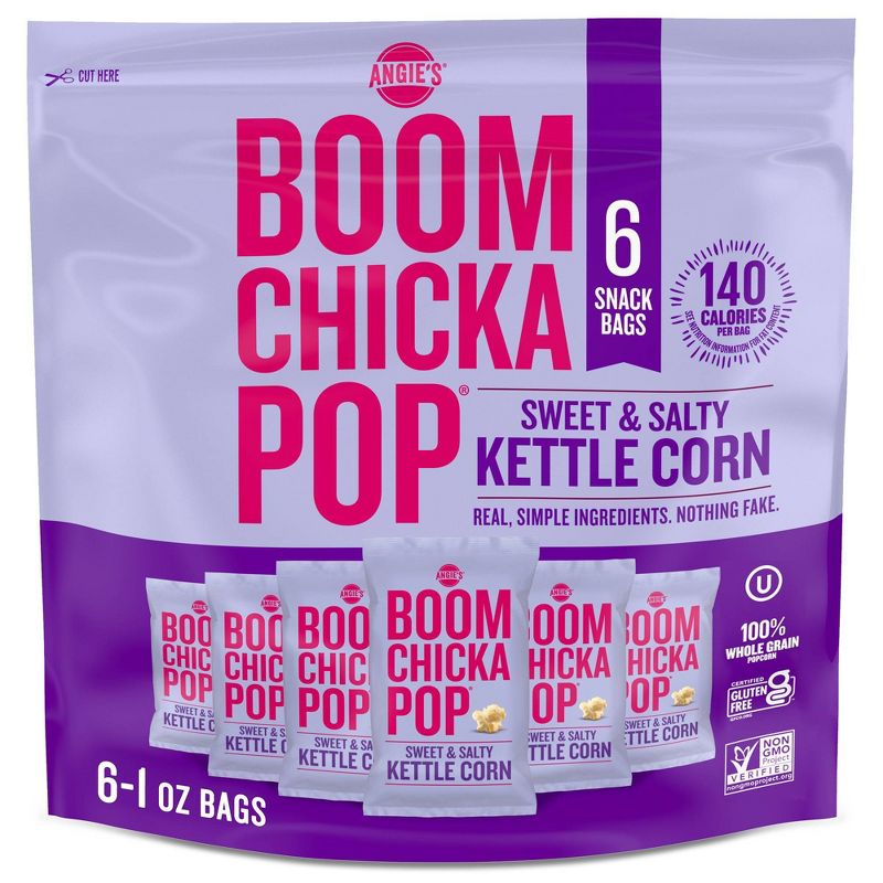 Angie&#39;s Boomchickapop Sweet &#38; Salty Kettle Corn Popcorn - 1oz/6ct, 1 of 6