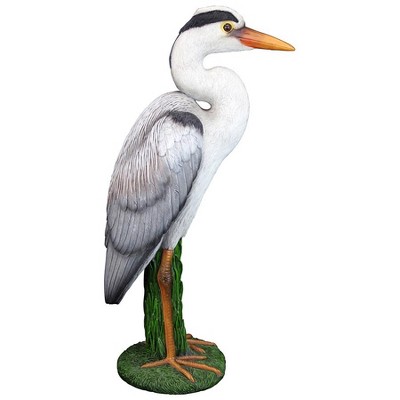 Gray Heron Coastal Resin Bird Statue