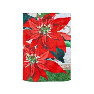 Elegant Poinsettia Suede Double Sided Indoor Outdoor Decor 18" x 12.5" - 1 of 2