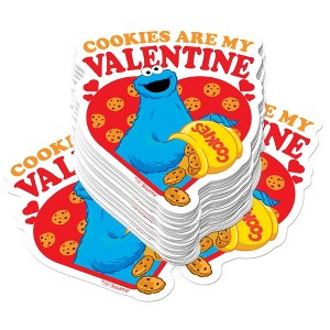 Sesame Street Cookies are My Valentine 50ct Vinyl Large Deluxe Stickers Variety Pack - 1 of 4