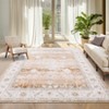 Vintage Area Rugs for Living Room Floral Boho Rug Non-Slip Low Pile Indoor Carpet for Bedroom Home Decor - 2 of 4
