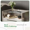 AMERLIFE 23.6" High Gloss Nightstand with Glass Tabletop, Modern Bedside Table with Charging Station - 4 of 4