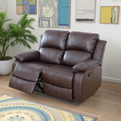 MAYEERTY Power Reclining Loveseat, Breathable Leather Electric 2-Seat Recliner with Adjustable Backrests for Living Room, Brown