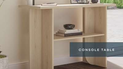 Light Oak Engineered Wood Minimalist Console Table