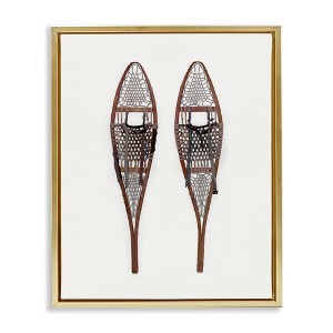 Stupell Industries Minimal Winter Snow Shoes Black Framed Floater Canvas Wall Art - 1 of 4