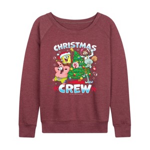 Women's - SpongeBob SquarePants - Christmas Crew Lightweight French Terry Wide Neck Long Sleeve Shirt - 1 of 4