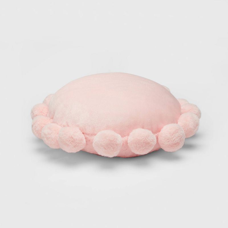 Round Plush Kids' Pillow with Poms-Poms - Pillowfort™, 2 of 11