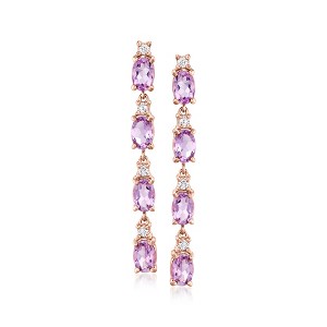 Ross-Simons 3.20 ct. t.w. Amethyst and .40 ct. t.w. White Topaz Drop Earrings in 18kt Rose Gold Over Sterling - 1 of 3