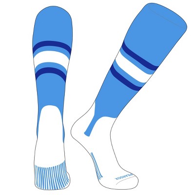 PEAR SOX OTC Baseball Softball Stirrup Socks (B, 5in) Sky Blue, Royal, White