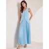 INSPIRE CHIC Women's Summer Outfits V Neck Sleeveless Button Vest Maxi Pleated Skirts Set 2 Pieces - 3 of 4