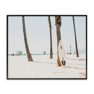 Stupell Industries Surfboard Leaning Tropical Palm Trees Framed Giclee Art - 1 of 4