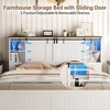 Bed Frame, Full Size Platform Bed Frame with Sliding Barn Door Storage Cabinets - 4 of 4