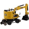 CAT Caterpillar M323F Railroad Wheeled Excavator & 3 Accessories (Safety Yellow Version) "High Line" 1/87 (HO) Scale Diecast Model by Diecast Masters - 4 of 4