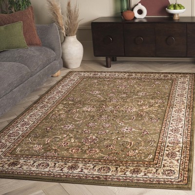 Sage and Ivory Rectangular Synthetic Area Rug